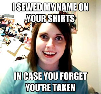 overly attached girlfriend meme (shirt taken)