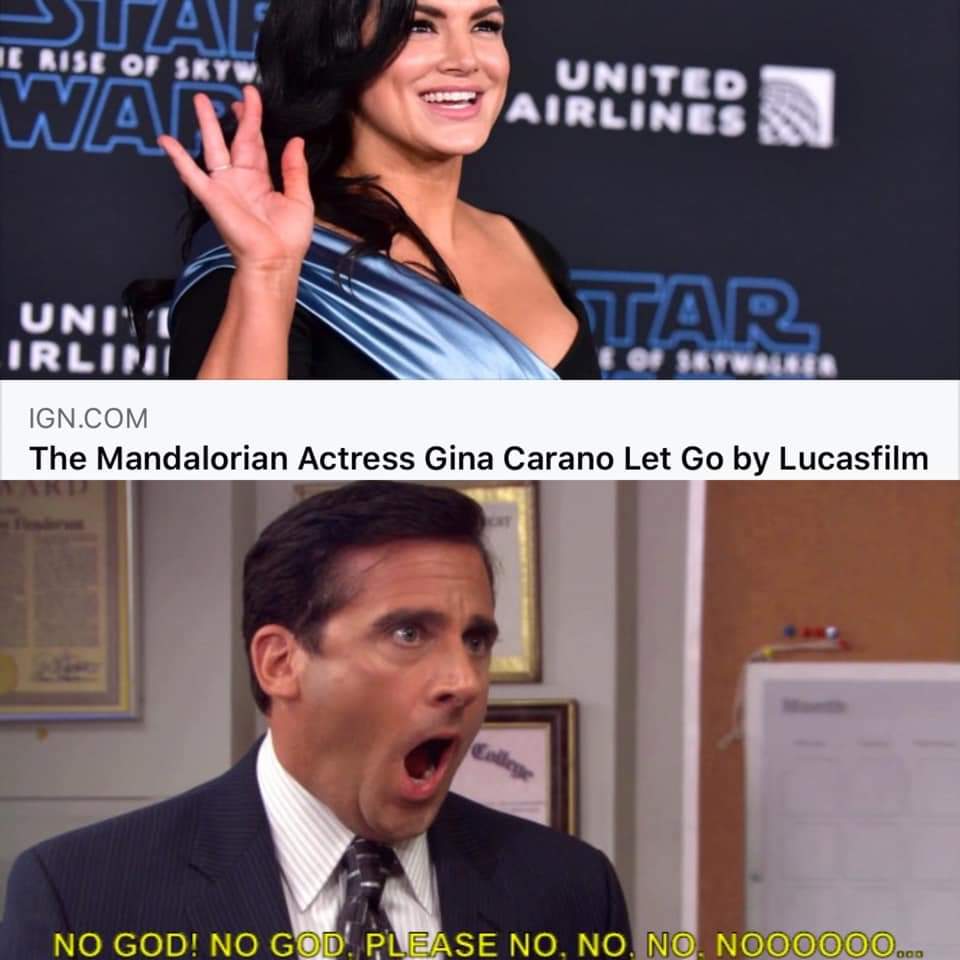 Gina-Carano-fired-meme-the-office-God-no-please-no – Comics And Memes
