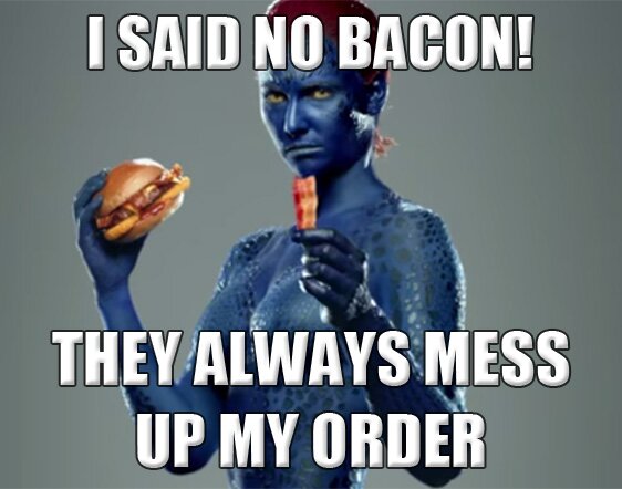 mystique x-men meme commercial bacon