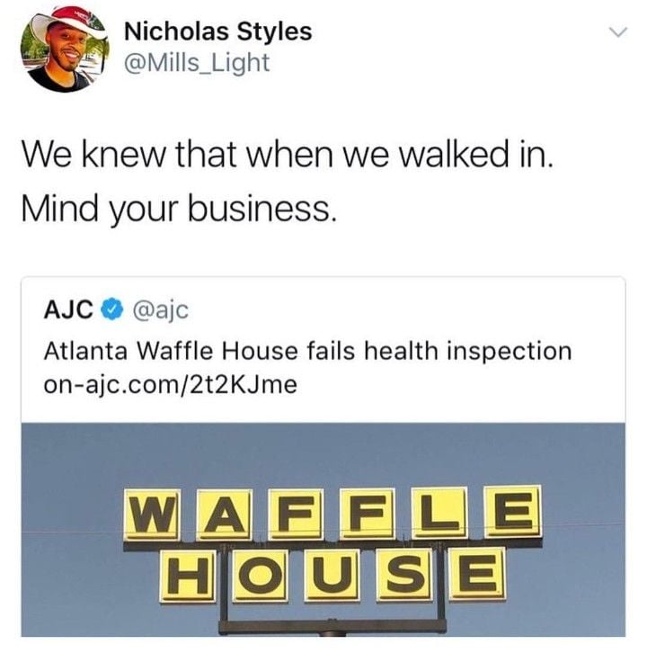 wafflehousememesatlantawafflehousefailshealthinspectionwellwe